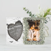 Foto van Rustic Bark Wood Heart Feestdagenkaart (Staand voorkant)
