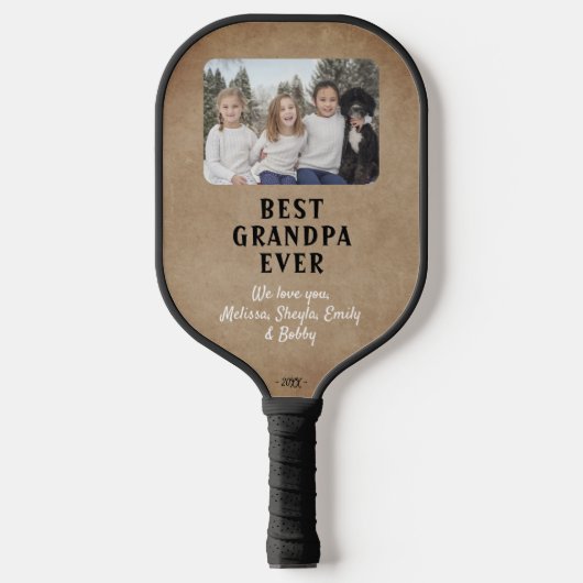 Foto van Rustic Best Grandpa Ever Grandchildren Pickleball Paddle (Voorkant)