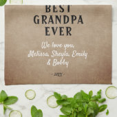 Foto van Rustic Best Grandpa Ever Grandchildren Theedoek (Gevouwen)