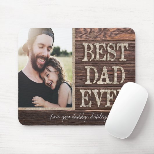 Foto van Rustic Best Pap Ever Birthday Muismat (Met muis)