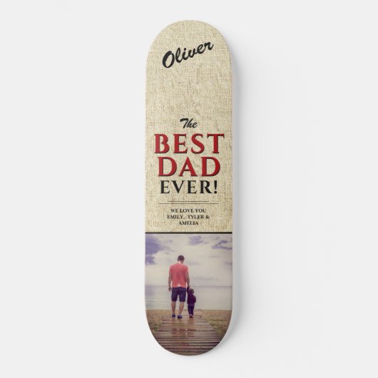 Foto van Rustic Best Pap Ever Typography Persoonlijk Skateboard (Voorkant)