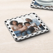 Foto van Rustic Black en White Pset Monogram Bier Onderzetter (Linkerzijde)