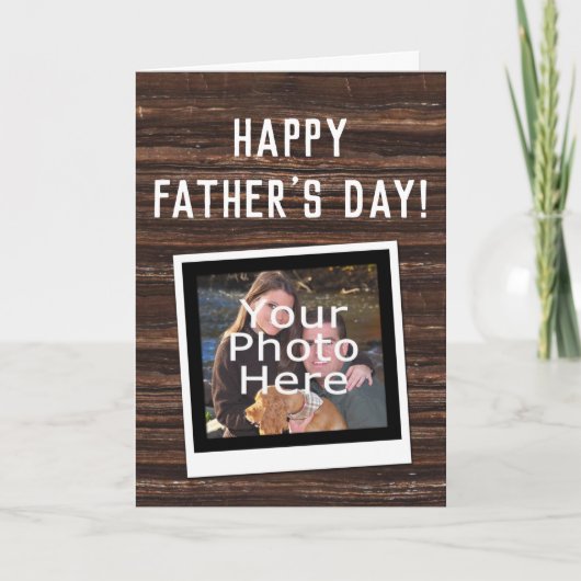 Foto van Rustic Brown Snapshot Happy Fathers Kaart (Voorkant)