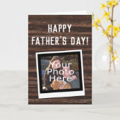 Foto van Rustic Brown Snapshot Happy Fathers Kaart (Gele Bloem)