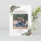 Foto van Rustic Forest Berry Pinecone Feestdagenkaart (Staand voorkant)