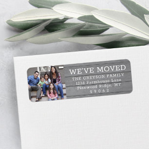 Foto van Rustic Grey Wood Return Address Etiket