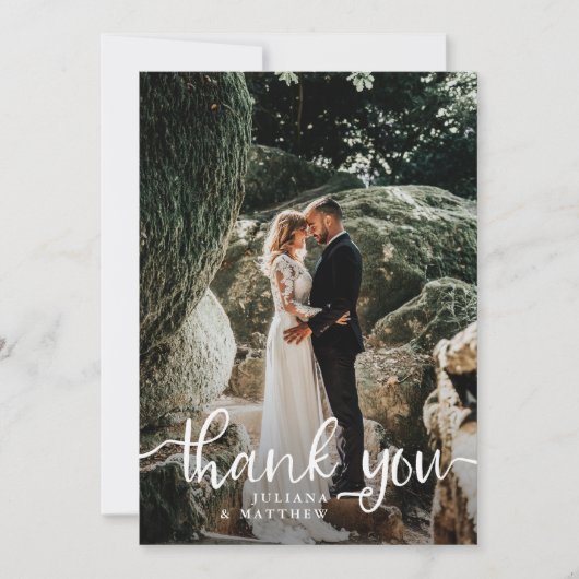 Foto van Rustic Hand Lettering Wedding Bedankkaart (Voorkant)