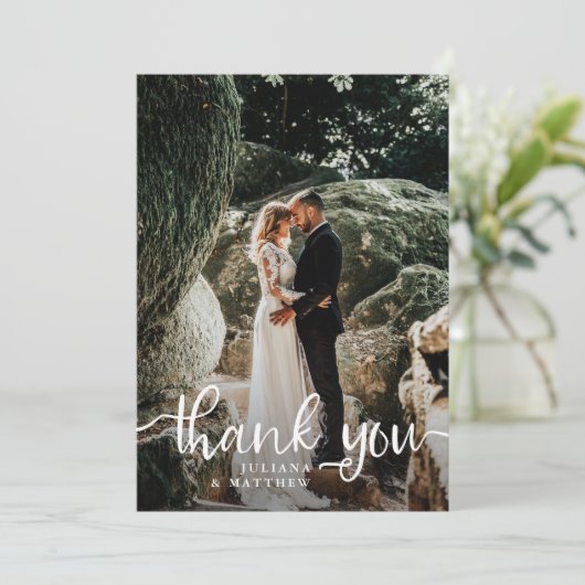Foto van Rustic Hand Lettering Wedding Bedankkaart (Staand voorkant)