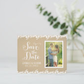 Foto van Rustic Kraft en Lace Wedding Save The Date (Staand voorkant)