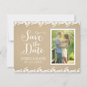 Foto van Rustic Kraft en Lace Wedding Save The Date