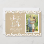 Foto van Rustic Kraft en Lace Wedding Save The Date (Voorkant)