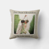 Foto van Rustic Linen First Passen getrouwd Kussen (Achterkant)