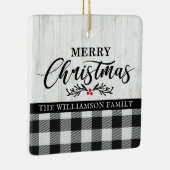 Foto van Rustic Merry kerstbuffalo-speldenfamilie Keramisch Ornament (Rechts)