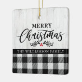 Foto van Rustic Merry kerstbuffalo-speldenfamilie Keramisch Ornament (Links)