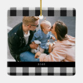 Foto van Rustic Merry kerstbuffalo-speldenfamilie Keramisch Ornament (Achterkant)