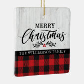 Foto van Rustic Merry kerstbuffalo-speldenfamilie Keramisch Ornament (Rechts)