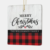 Foto van Rustic Merry kerstbuffalo-speldenfamilie Keramisch Ornament (Links)