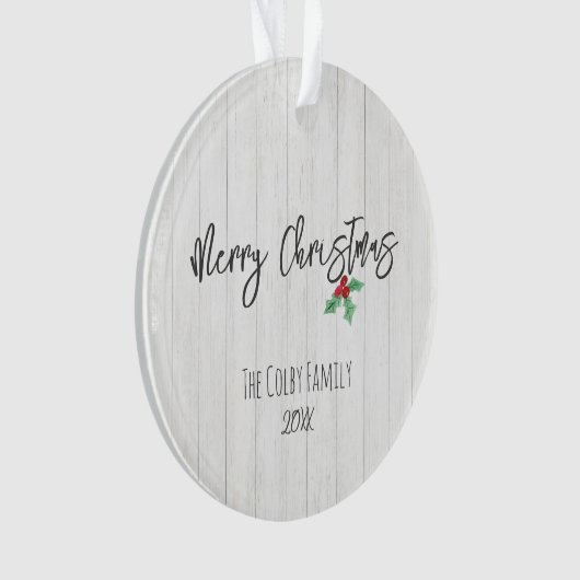 Foto van Rustic Merry Kerstkerst Holly Barn Ornament (voorkant)