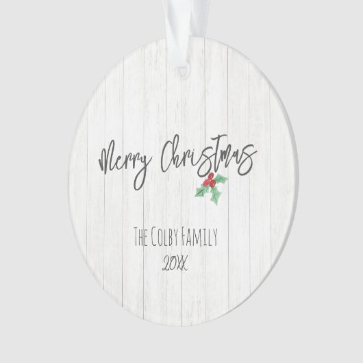 Foto van Rustic Merry Kerstkerst Holly Barn Ornament (voorkant)