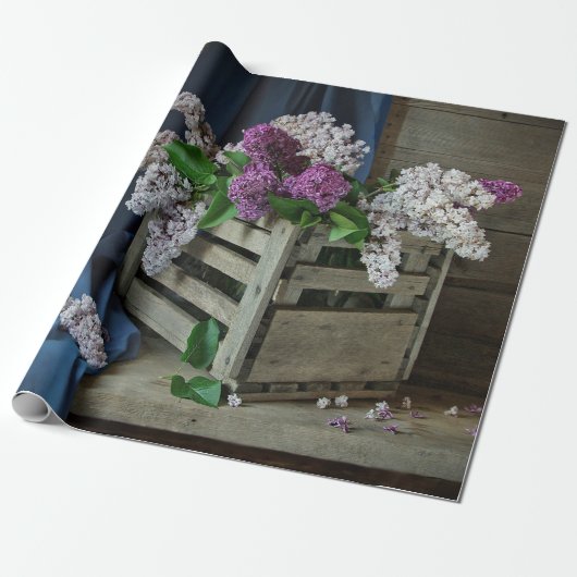 Foto van Rustic Paars en White Lilacs Cadeaupapier (Uitgerold)