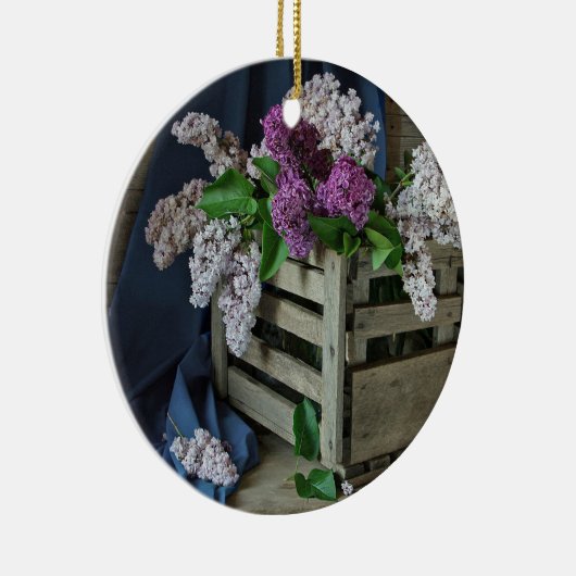 Foto van Rustic Paars en White Lilacs Keramisch Ornament (Rechts)