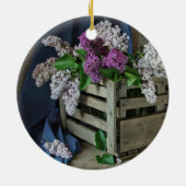 Foto van Rustic Paars en White Lilacs Keramisch Ornament (Achterkant)