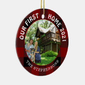 Foto van Rustic Red Pset 2 Keramisch Ornament (Rechts)