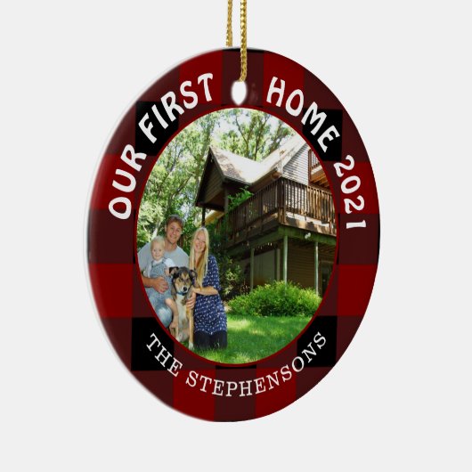 Foto van Rustic Red Pset 2 Keramisch Ornament (Rechts)