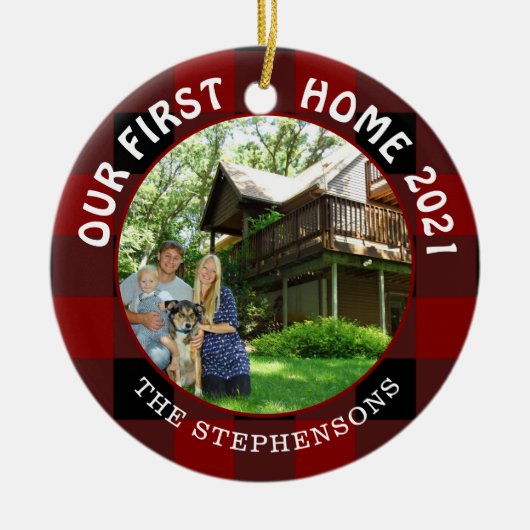 Foto van Rustic Red Pset 2 Keramisch Ornament (Voorkant)