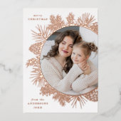 Foto van Rustic Roos Gold Pinecones Folie Feestdagenkaart (Voorkant)