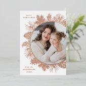 Foto van Rustic Roos Gold Pinecones Folie Feestdagenkaart (Staand Voorkant)