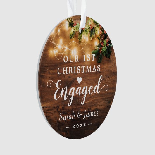 Foto van Rustic String Lights eerste kerstmis Ornament (voorkant)