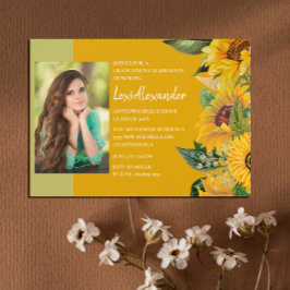 Foto van Rustic Sunflower Graduation Party Girl Kaart