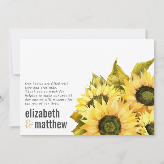 Foto van Rustic Sunflower | Weddenschap Bedankkaart (Voorkant)