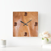 Foto van Rustic Tanned Leather & Real Cowboy Boots Vierkante Klok (Huis)