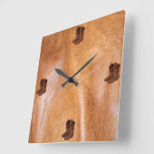 Foto van Rustic Tanned Leather & Real Cowboy Boots Vierkante Klok (Hoek)