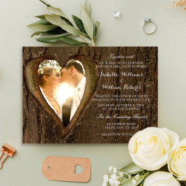 Foto van Rustic Tree Heart Wedding Kaart