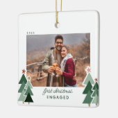 Foto van Rustic Trees voor eerste kerstmis Keramisch Ornament (Links)