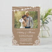 Foto van Rustic Wedding Burlap Lights Kaart (Staand voorkant)