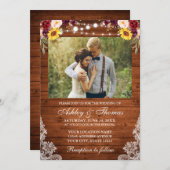 Foto van Rustic Wedding Floral Wood Lights Kaart (Voorkant / Achterkant)