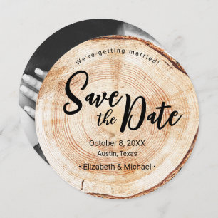 Foto van Rustic Wedding Verloving Wood Grain Kaart