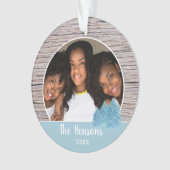 Foto van Rustic Wood Blue Kerstmis Ornament (voorkant)