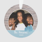 Foto van Rustic Wood Blue Kerstmis Ornament (voorkant)