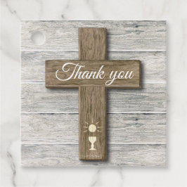 Foto van Rustic Wood Cross First Bedankjes Labels