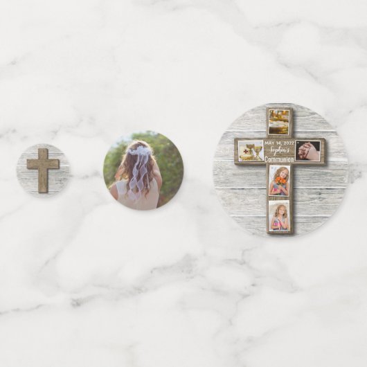 Foto van Rustic Wood Cross First Confetti (Voorkanten)