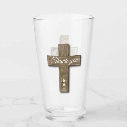 Foto van Rustic Wood Cross First Glas (Achterkant)