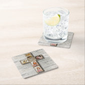 Foto van Rustic Wood Cross First Kartonnen Onderzetters (Insitu)