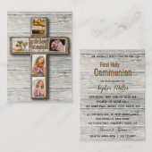 Foto van Rustic Wood Cross First Notitiekaartje (Voorkant / Achterkant)