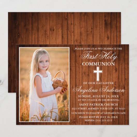 Foto van Rustic Wood First Kaart (Voorkant / Achterkant)