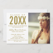 Foto van Rustic Wood Floral Gold Graduation Party Kaart (Voorkant)